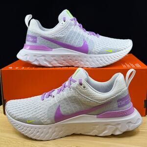 Nike React Infinity Run Flyknit 3 Women Size 7 Grey Rush Fuchsia Running Shoes